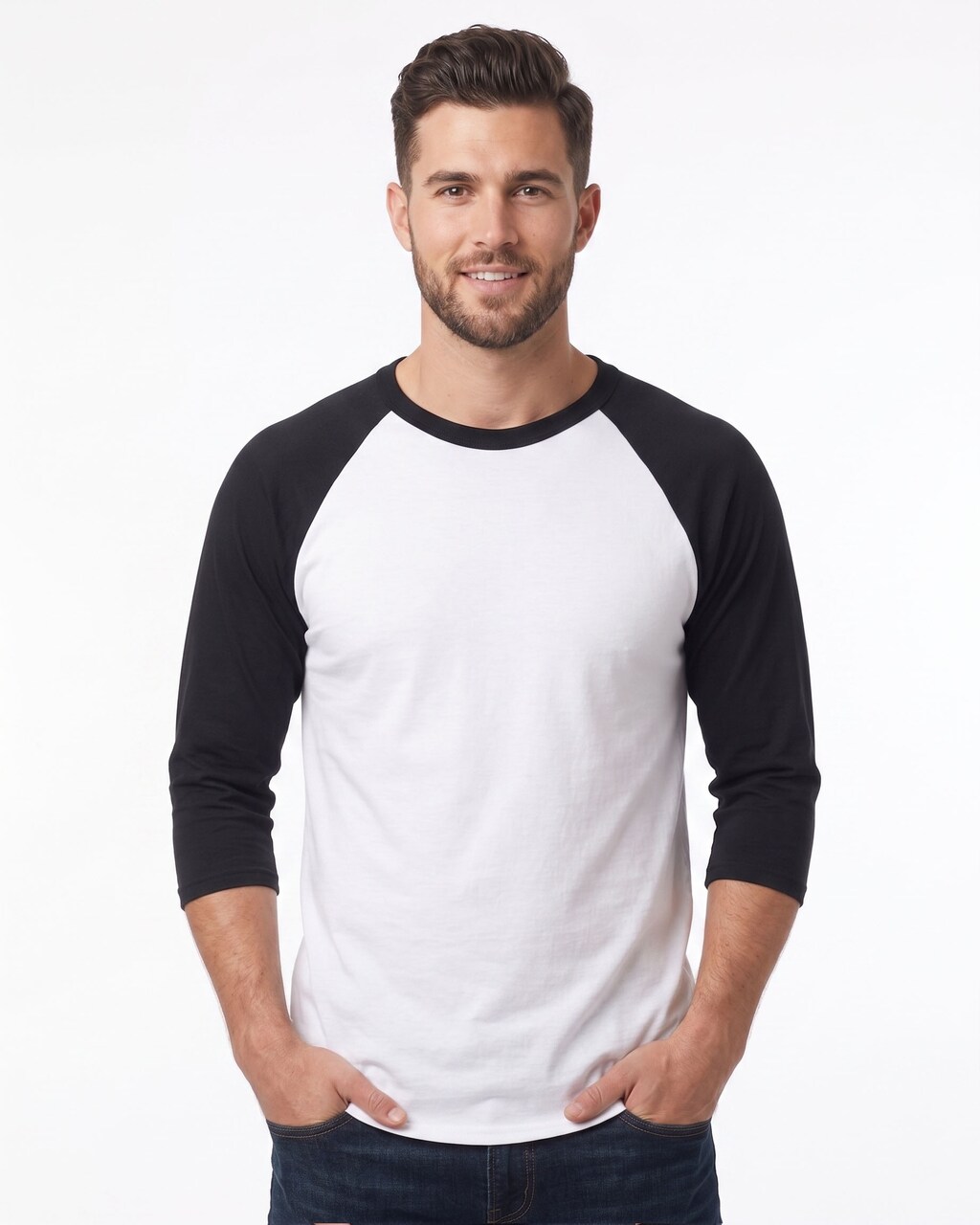 Gildan Unisex Heavy Cotton Raglan Crewneck 3/4 Sleeve T-Shirt for Everyday Comfort & Custom Printing Tee